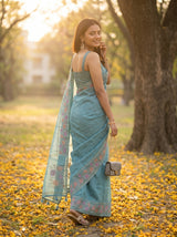 MIMOSA Sapphire Banarasi Art Silk Saree — pose 7 styling detail