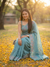MIMOSA Sapphire Banarasi Art Silk Saree — pose 8 styling detail