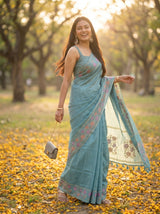 MIMOSA Sapphire Banarasi Art Silk Saree — pose 9 styling detail