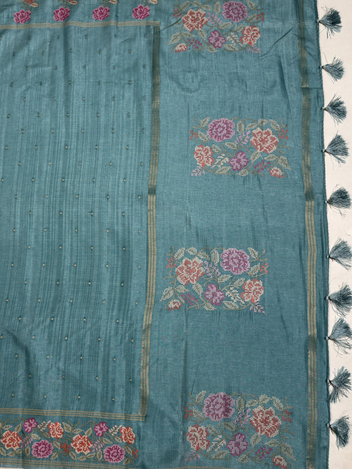 MIMOSA Sapphire Banarasi Art Silk Saree — pallu and zari work detail