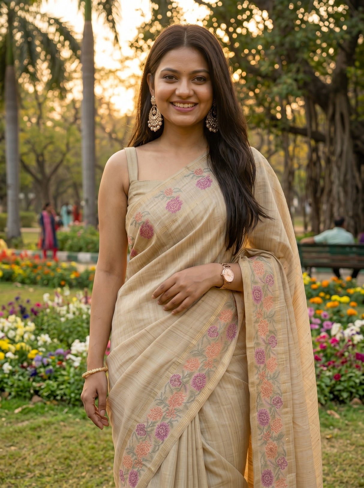 MIMOSA Tussar Banarasi Art Silk Saree — pose 10 styling detail