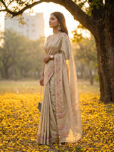 MIMOSA Tussar Banarasi Art Silk Saree — pose 3 styling detail