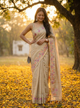 MIMOSA Tussar Banarasi Art Silk Saree — pose 4 styling detail