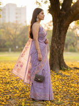 MIMOSA Violet Banarasi Art Silk Saree — pose 3 styling detail