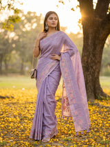 MIMOSA Violet Banarasi Art Silk Saree — pose 5 styling detail