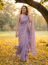 MIMOSA Violet Banarasi Art Silk Saree — pose 6 styling detail