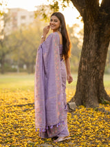 MIMOSA Violet Banarasi Art Silk Saree — pose 7 styling detail