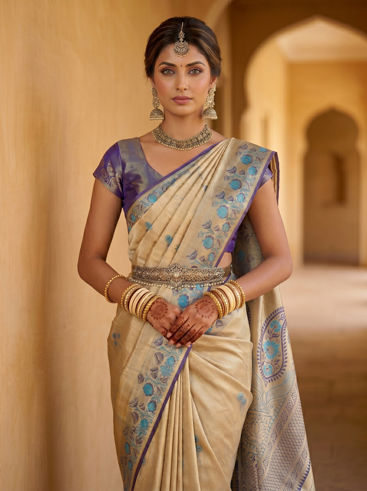 MIMOSA Navy Saree Saree — pose 10 styling detail