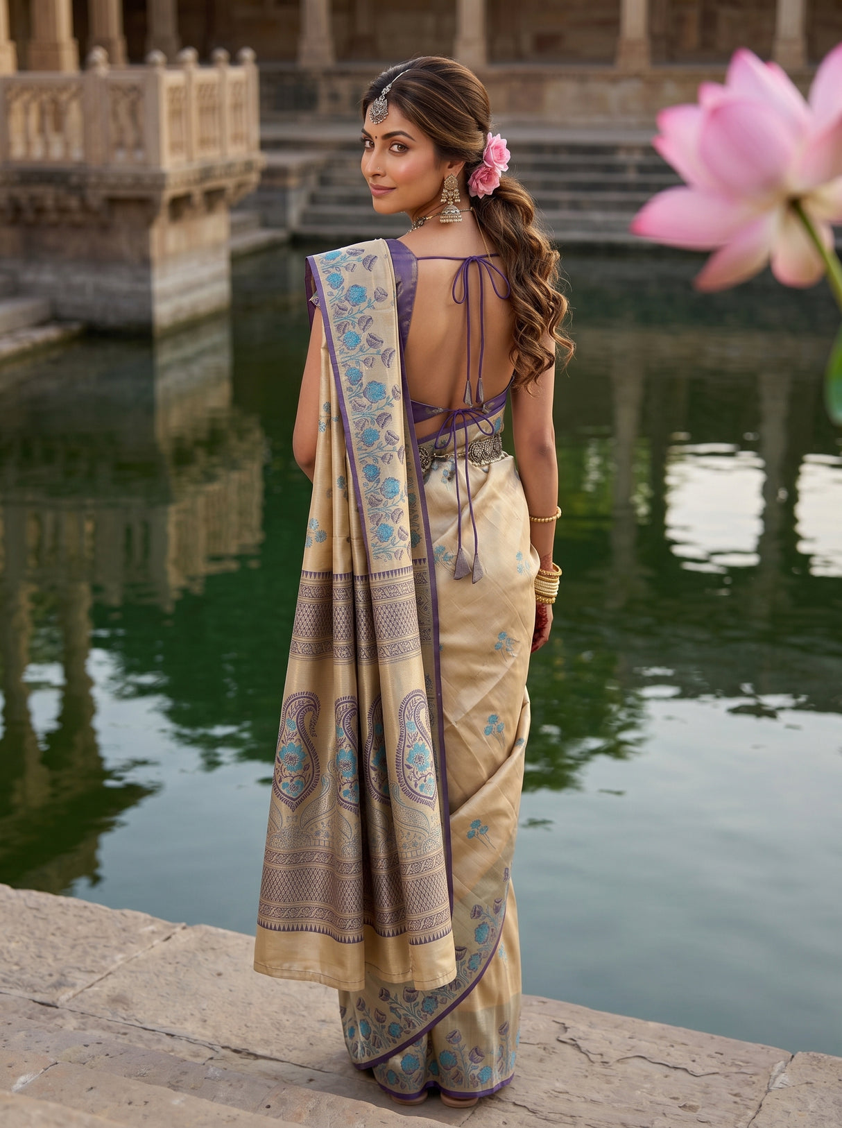 MIMOSA Navy Saree Saree — pose 2 styling detail
