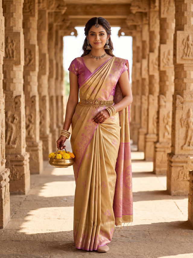 Pink  Saree
