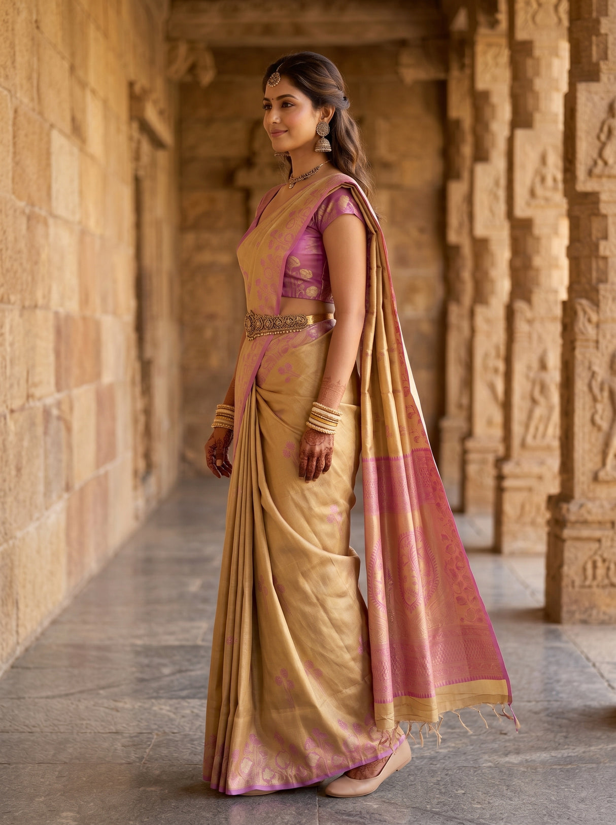 MIMOSA Pink Saree Saree — pose 3 styling detail