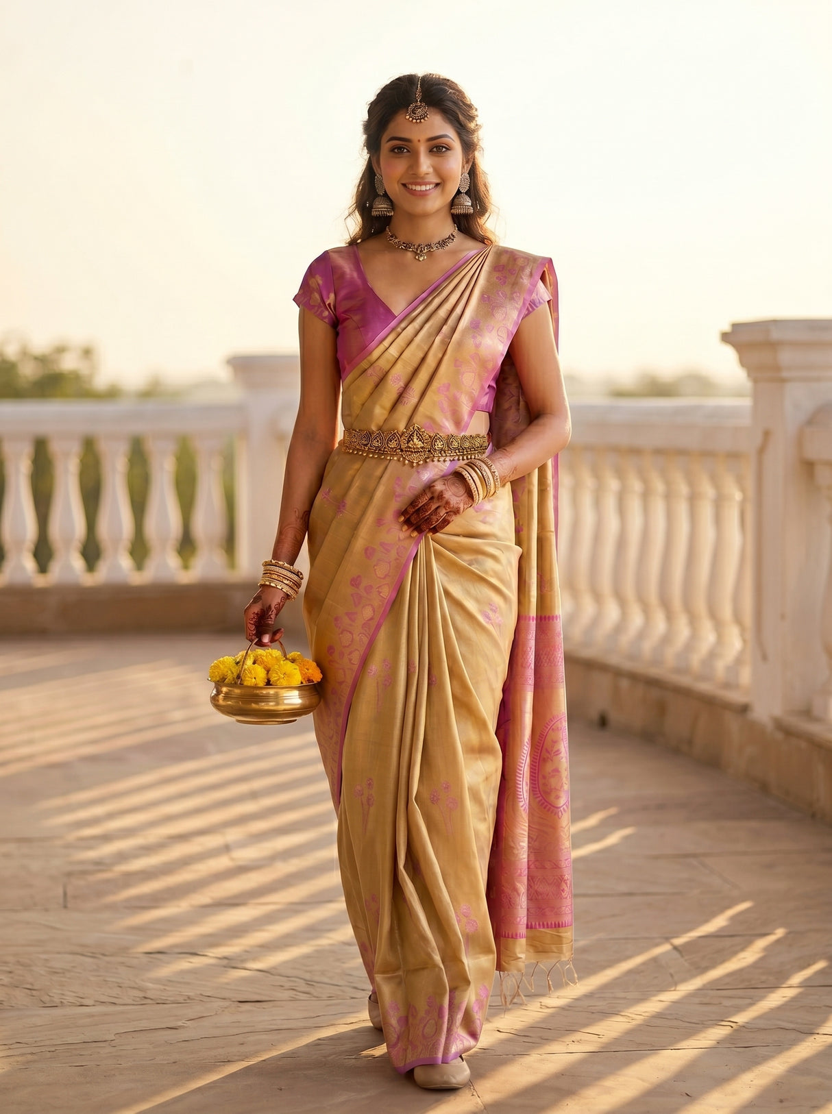 MIMOSA Pink Saree Saree — pose 6 styling detail