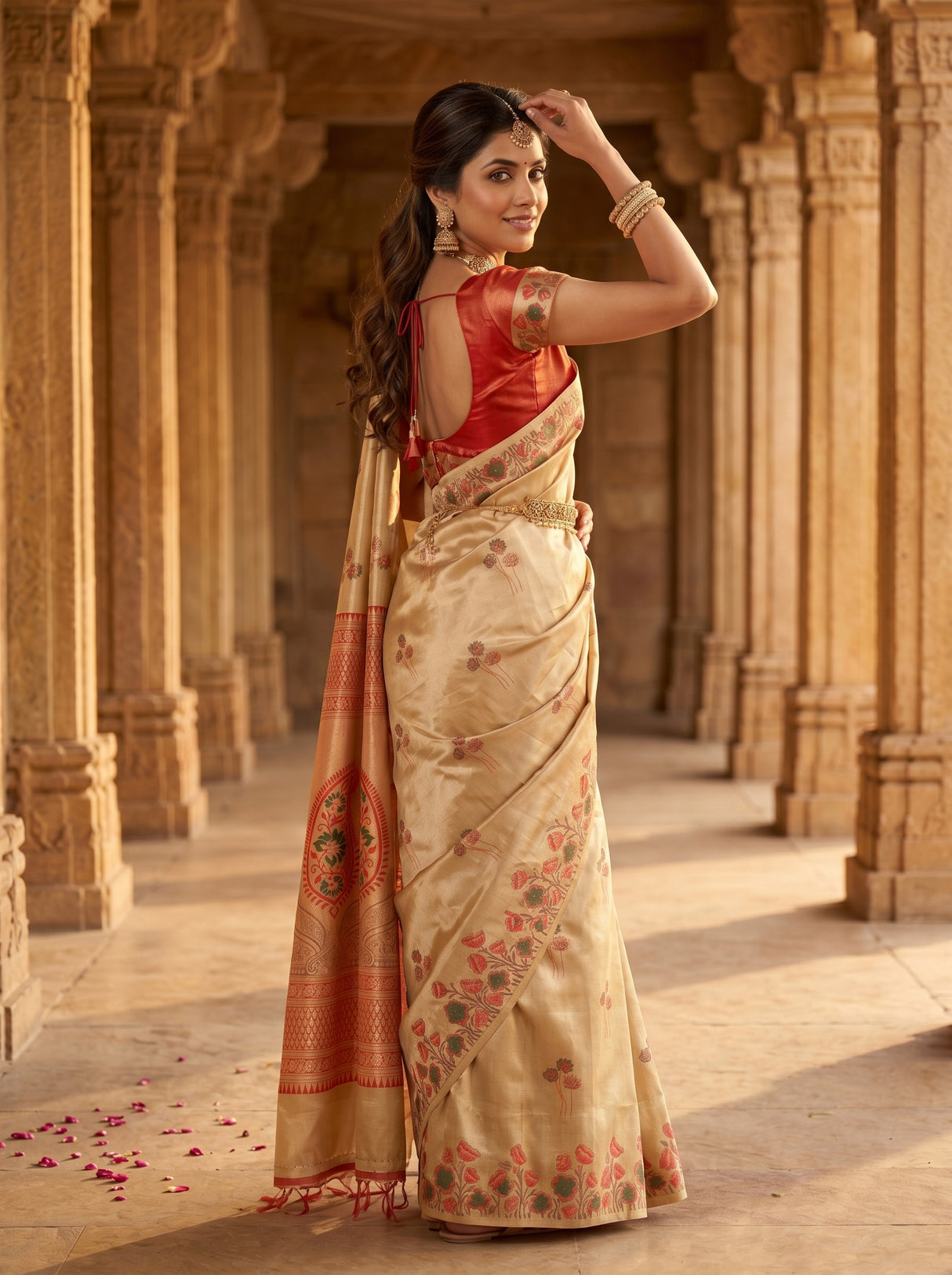 MIMOSA Red Saree Saree — pose 7 styling detail
