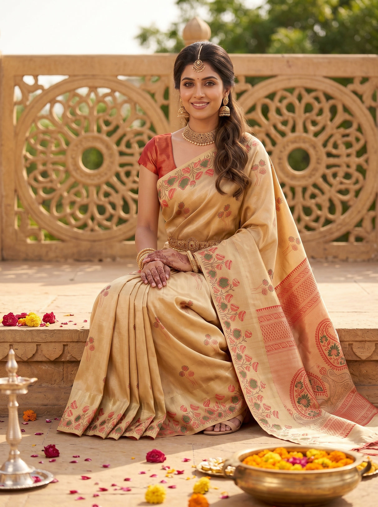 MIMOSA Red Saree Saree — pose 8 styling detail