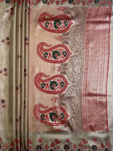 MIMOSA Red Saree Saree — pallu and zari work detail