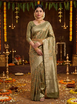 MIMOSA Green Kanjivaram Art Silk Saree — AI Model lifestyle pose