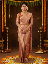 MIMOSA Orange Kanjivaram Art Silk Saree — AI Model lifestyle pose