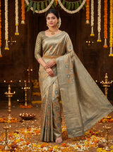 MIMOSA Sapphire Kanjivaram Art Silk Saree — AI Model lifestyle pose