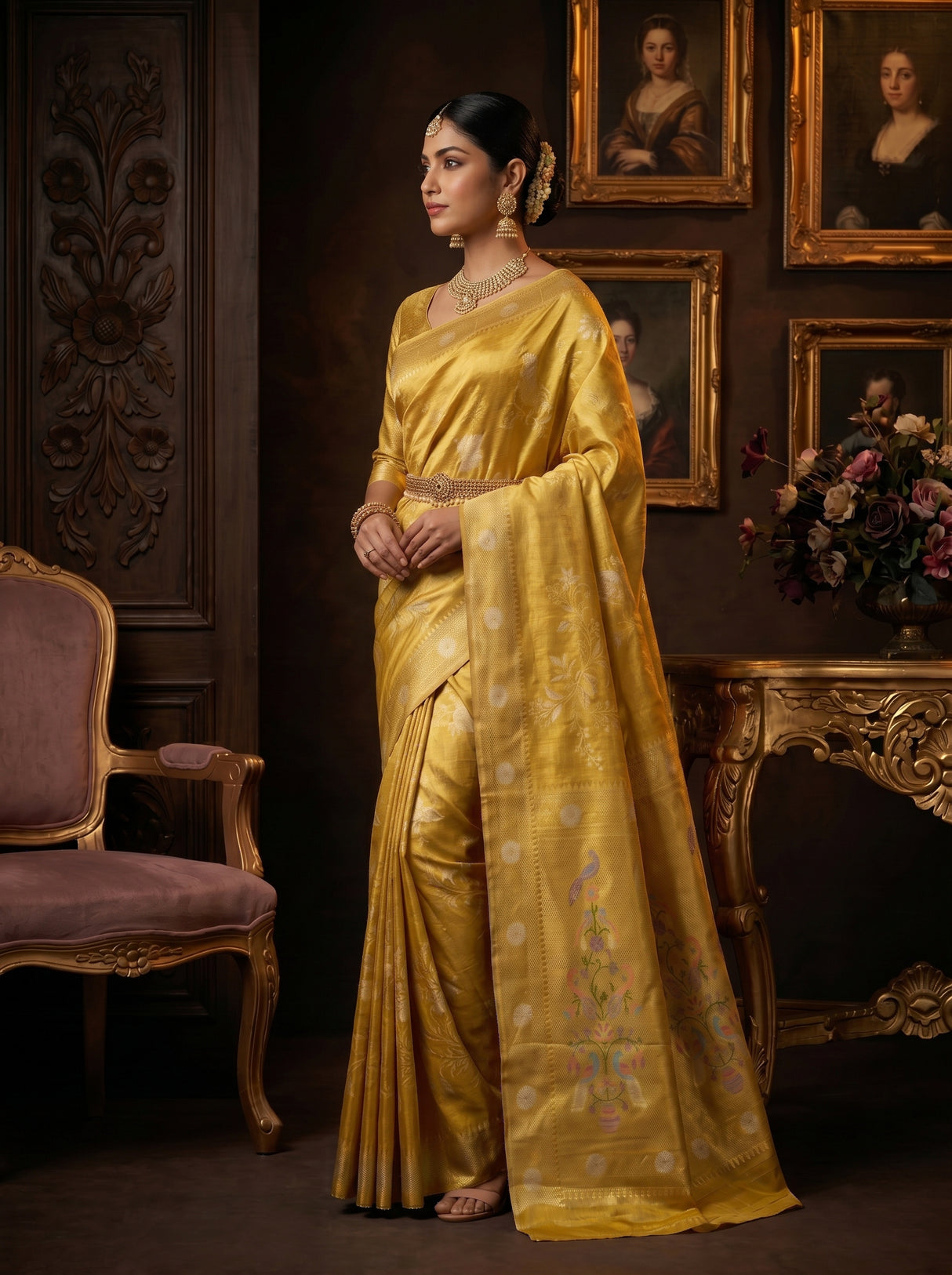 MIMOSA Gold Saree Saree — pose 3 styling detail