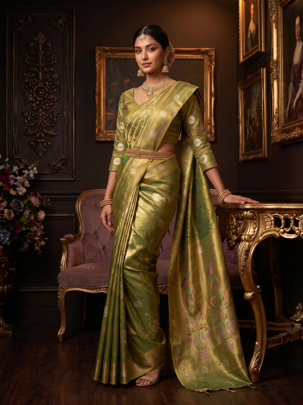 MIMOSA Green Saree Saree — pose 4 styling detail