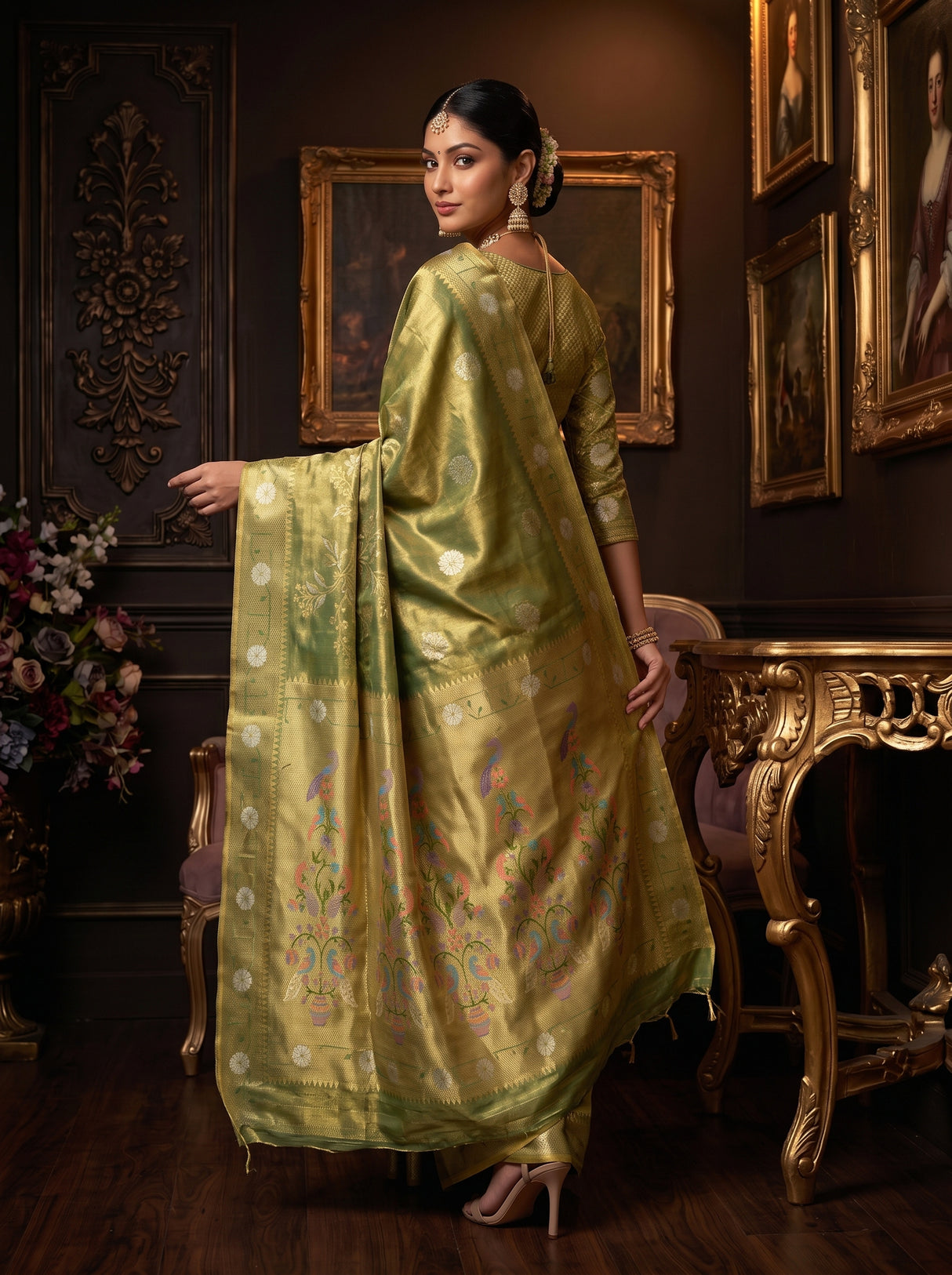 MIMOSA Green Saree Saree — pose 9 styling detail