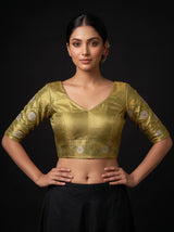 MIMOSA Green Saree Saree — blouse close-up