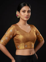 MIMOSA Orange Saree Saree — blouse close-up