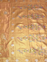 MIMOSA Orange Saree Saree — pallu and zari work detail