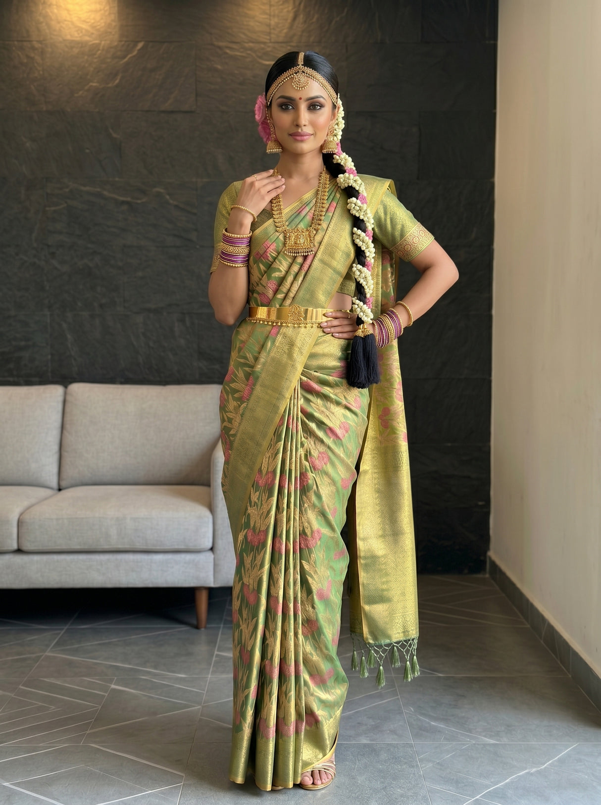 MIMOSA Green Saree Saree — pose 4 styling detail