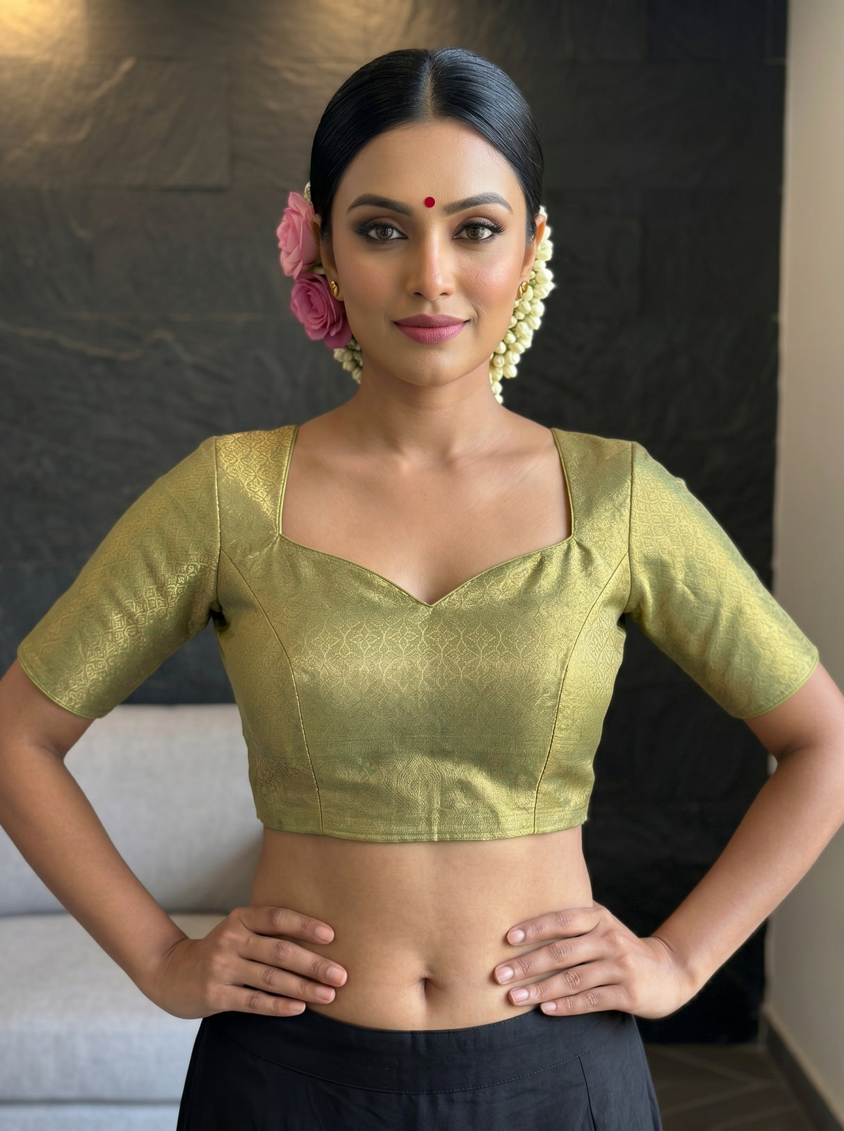 MIMOSA Green Saree Saree — blouse close-up