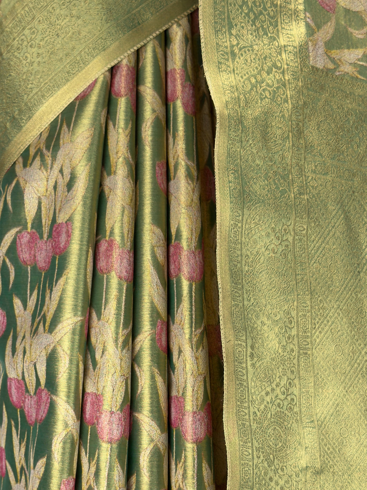 MIMOSA Green Saree Saree — fleets shot full lifestyle