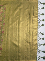 MIMOSA Green Saree Saree — pallu and zari work detail