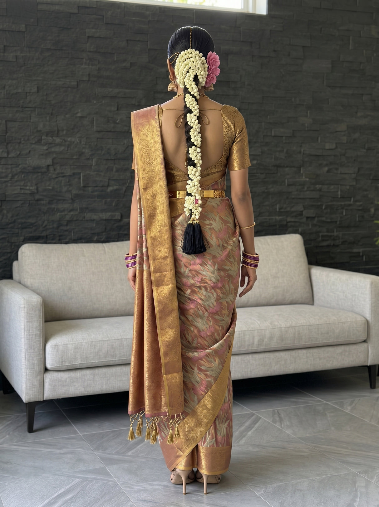 MIMOSA Magenta Saree Saree — pose 2 styling detail