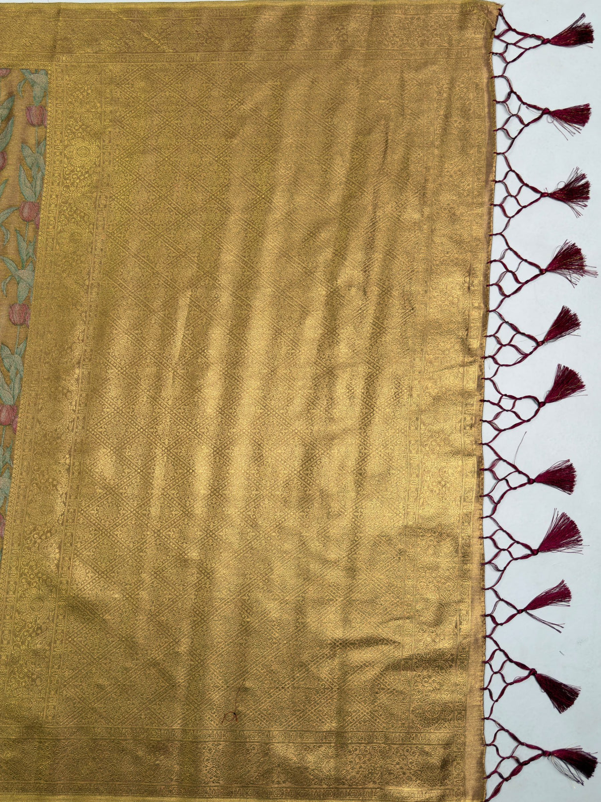 MIMOSA Magenta Saree Saree — pallu and zari work detail