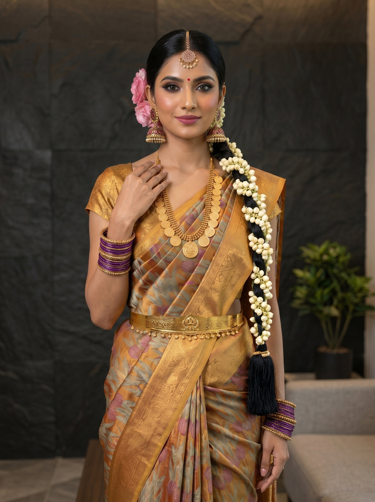 MIMOSA Red Saree Saree — pose 10 styling detail