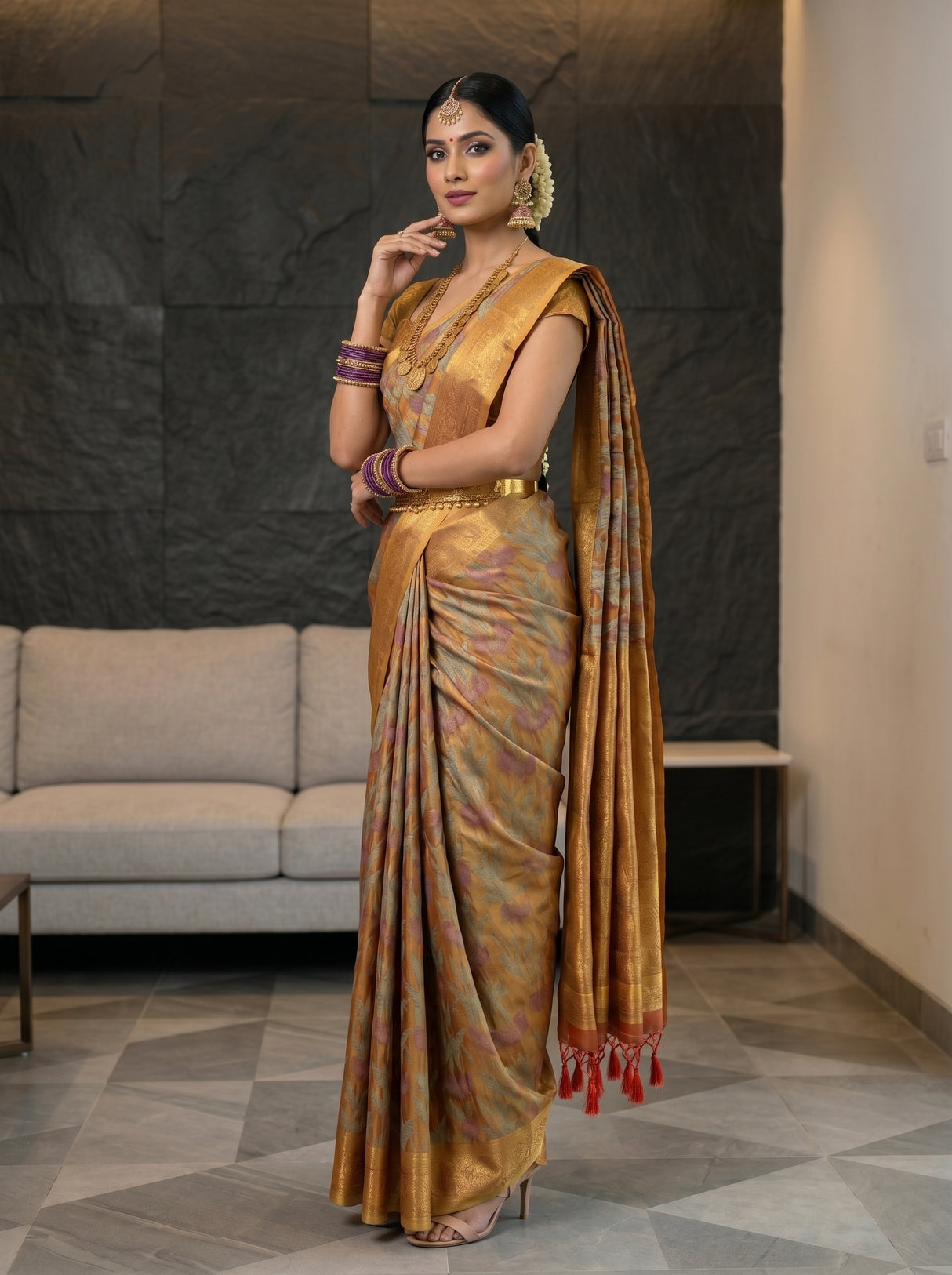 MIMOSA Red Saree Saree — pose 9 styling detail