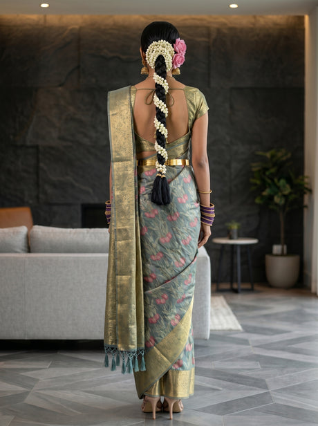 MIMOSA Sapphire Saree Saree — pose 2 styling detail