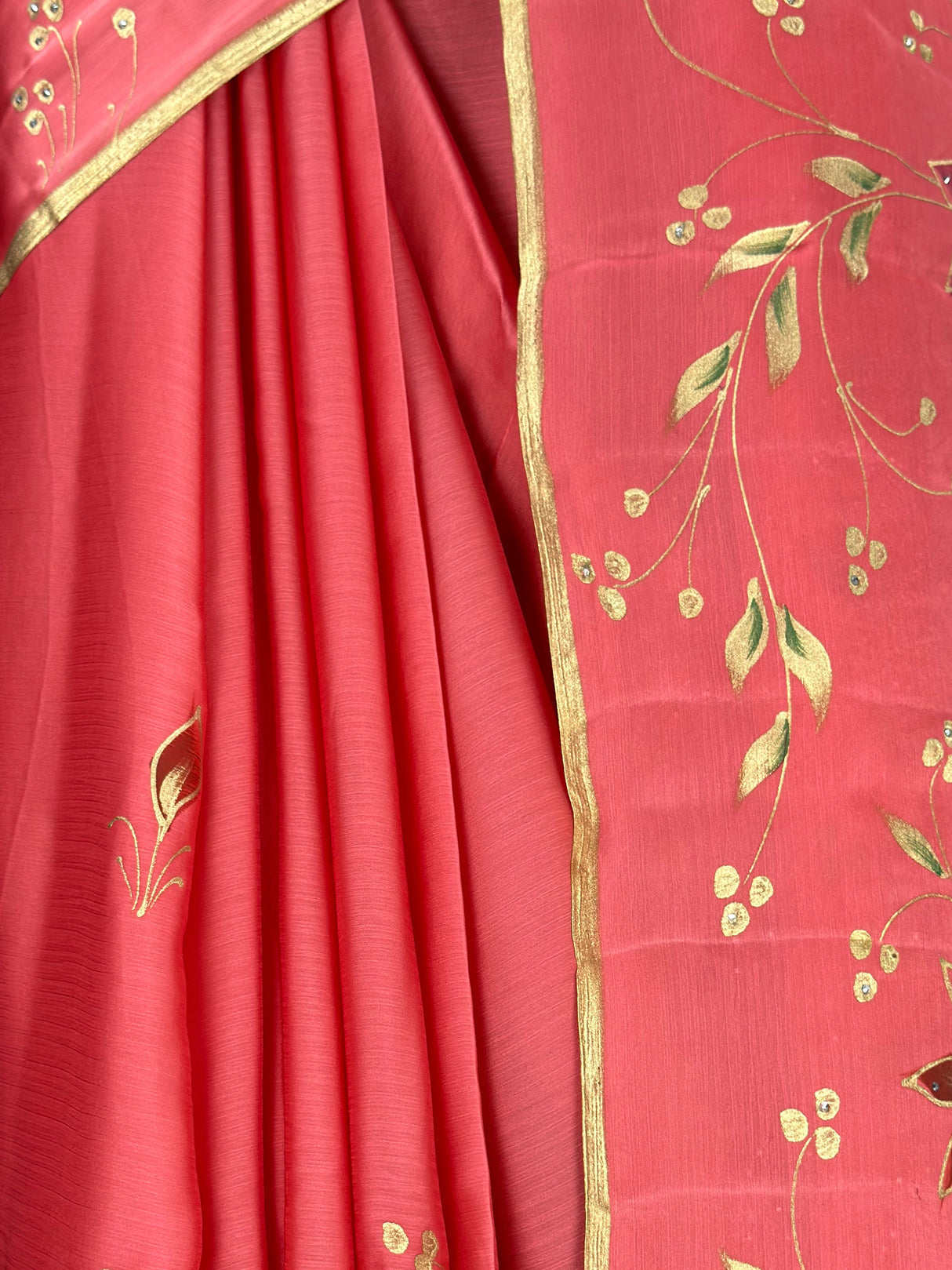 MIMOSA Peach Banarasi chiffon Saree — lower pallu detail and ground