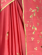 MIMOSA Peach Banarasi chiffon Saree — lower pallu detail and ground