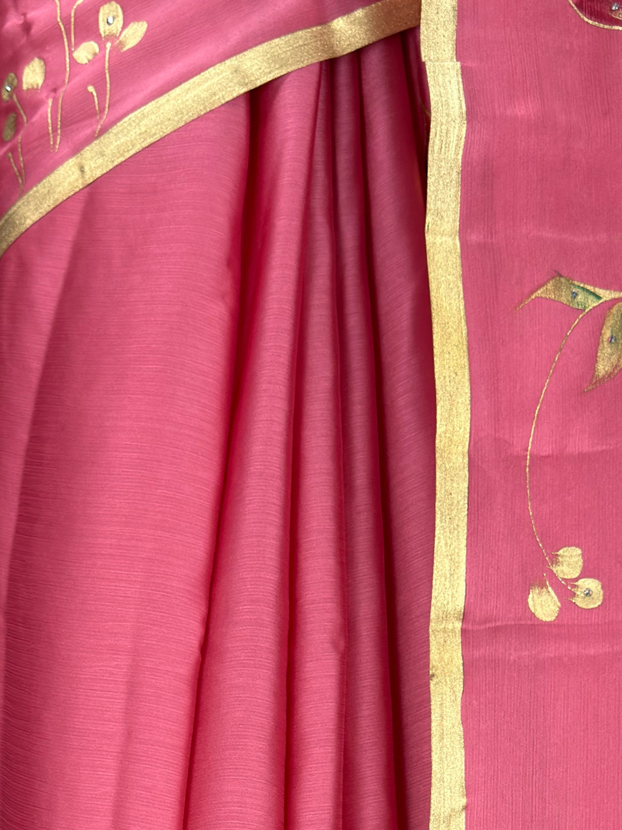 MIMOSA Pink Banarasi chiffon Saree — lower pallu detail