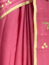 MIMOSA Pink Banarasi chiffon Saree — lower pallu detail