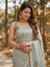 MIMOSA Pista Banarasi chiffon Saree — ground detail