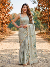 MIMOSA Pista Banarasi chiffon Saree — close up of model's arm and bangles