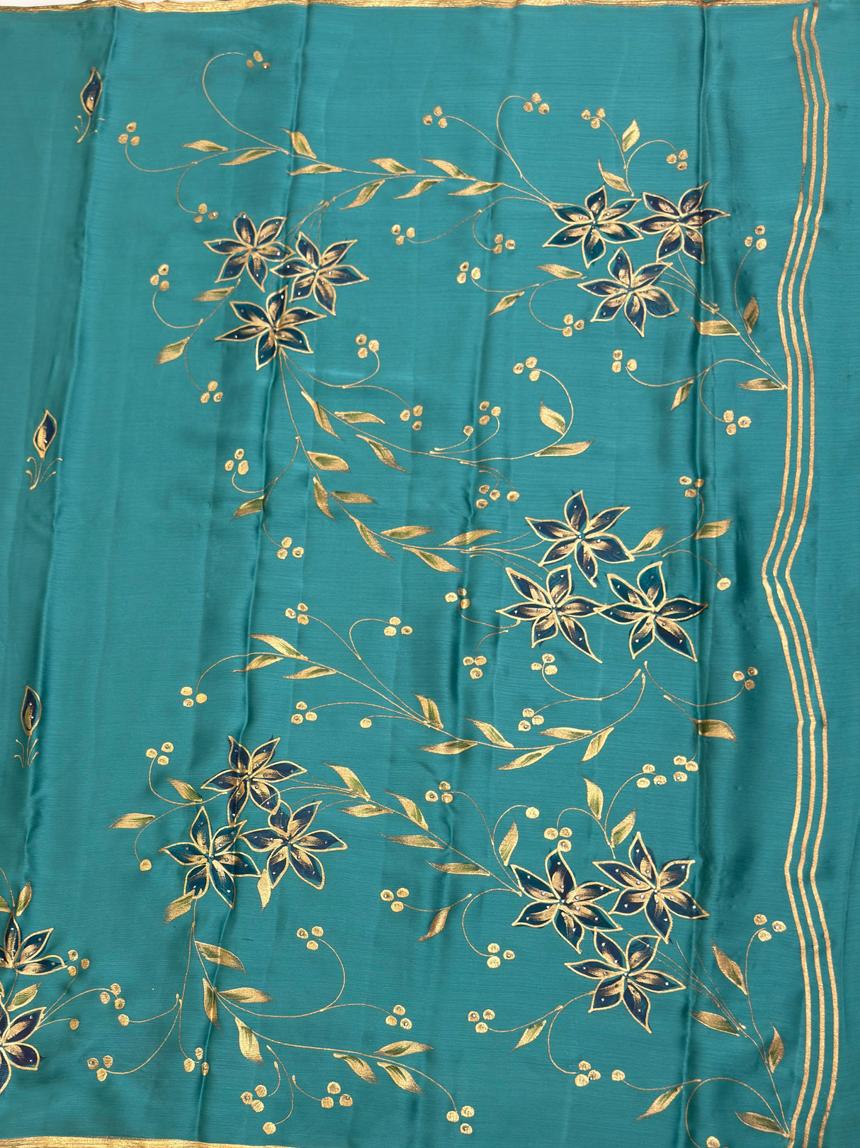 MIMOSA Rama Banarasi chiffon Saree — saree hem and feet