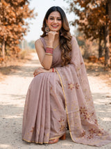 MIMOSA Tussar Banarasi chiffon Saree — lower half of saree and ground
