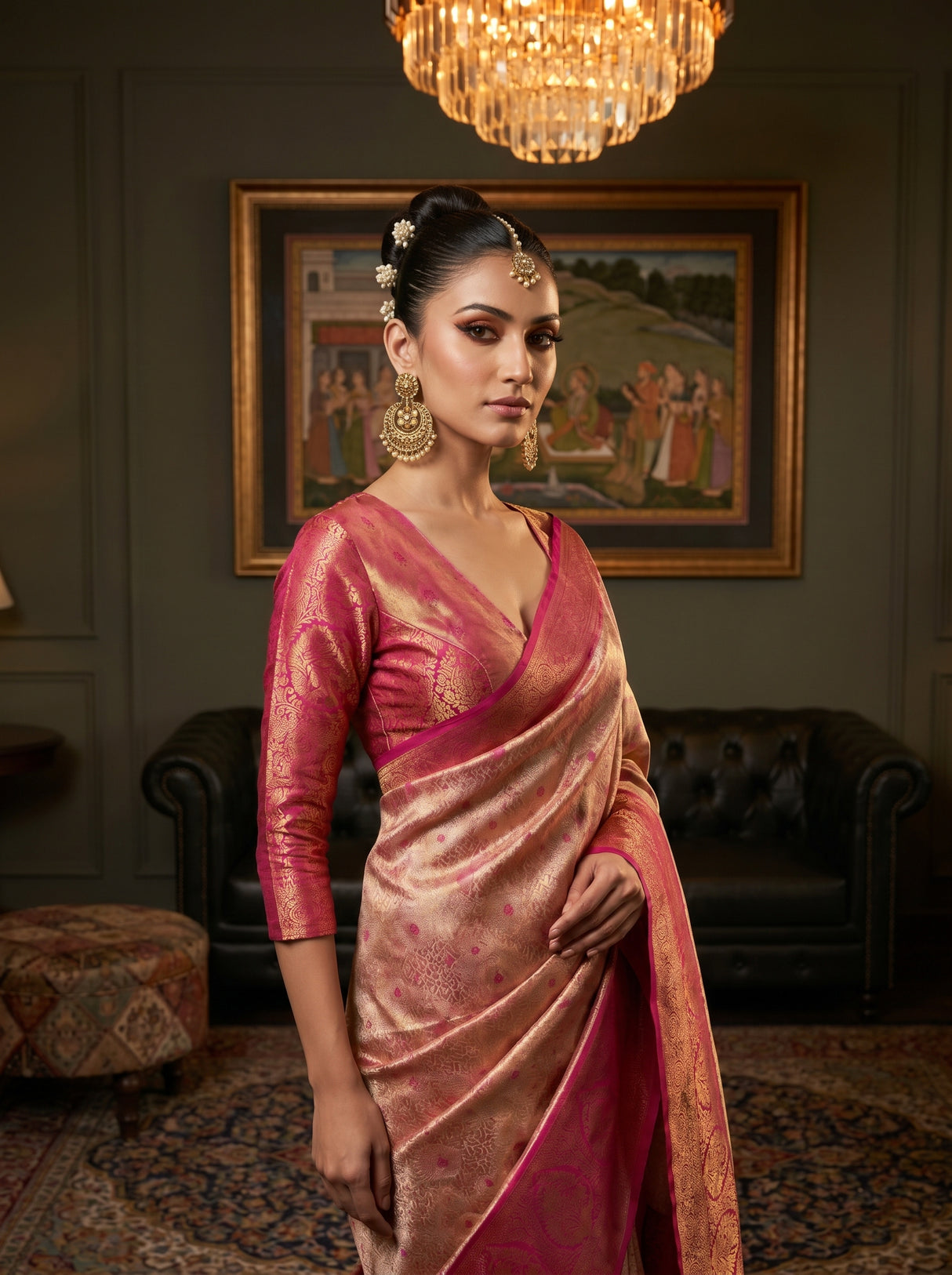 MIMOSA Gajari Kanjivaram Art Silk Saree — pose 5 styling detail