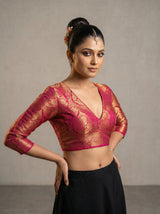 MIMOSA Gajari Kanjivaram Art Silk Saree — blouse close-up