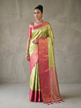 MIMOSA Olive Kanjivaram Art Silk Saree — Mannequin View