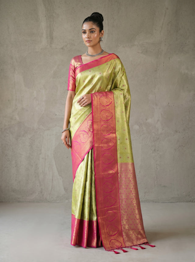 MIMOSA Olive Kanjivaram Art Silk Saree — Mannequin View