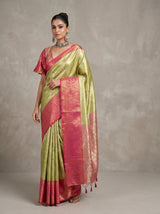 MIMOSA Olive Kanjivaram Art Silk Saree — Blouse Fabric